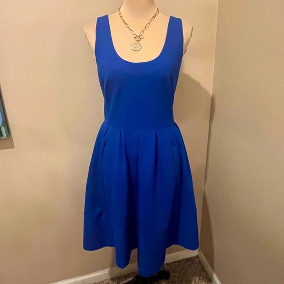 Banana Republic Vibrant Blue Midi Fit & Flare Dress with Pockets,
size 8 - Picture 1 of 11